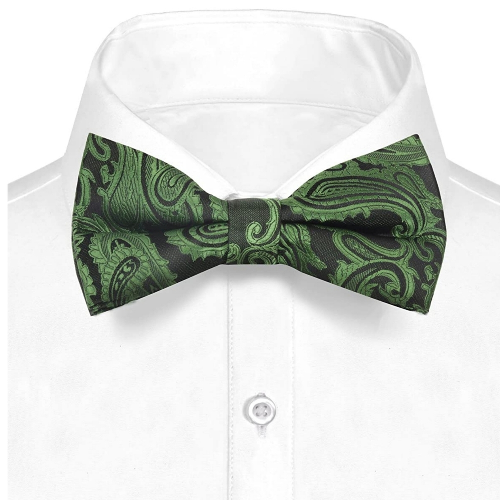 Green Paisley Bow Tie
